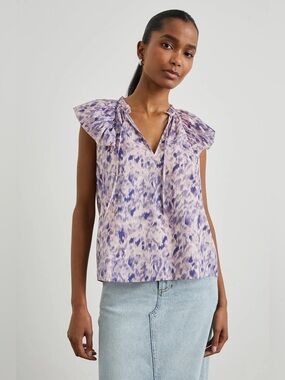 Rails Karysa Cotton Ikat Ruffle Top Shirt Size Medium *370